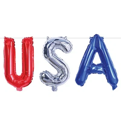 Beistle Usa Balloon Streamer, 13" X 3', Red/silver/blue In Silver;red;blue