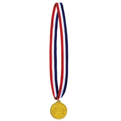 Beistle Usa Medal With Ribbon - 30" With 2" Medal - Pack Of 12 In Multicolor