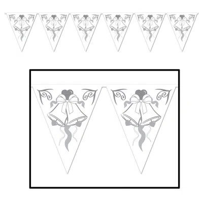 Beistle Wedding Bells Pennant Banner In Silver
