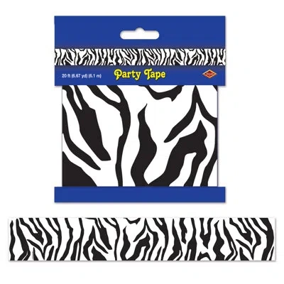Beistle Zebra Print Party Tape - 3" X 20' - Pack Of 12 In Black