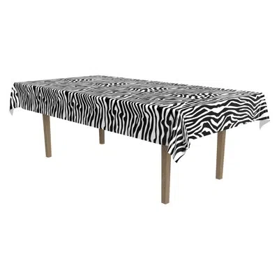 Beistle Zebra Print Tablecover - Pack Of 12 In Black
