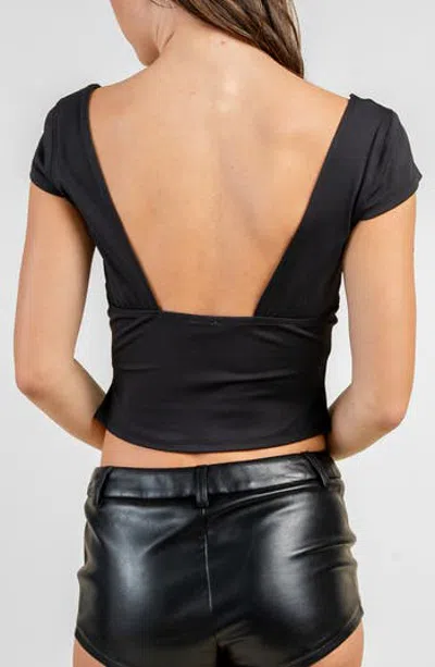 Beivy Cap Sleeve Contour Top In Black