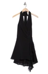 Beivy Drop Waist Wrap Halter Dress In Black