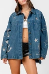 Beivy Embroidered Oversize Denim Jacket In Blue