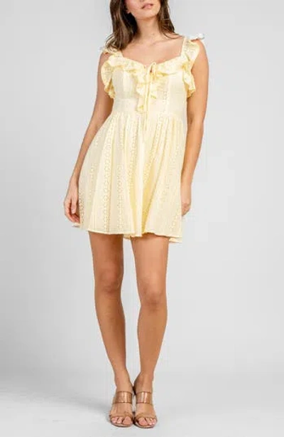 Beivy Eyelet Lawn Short Dress In Yellow
