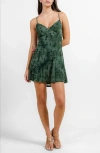 Beivy Floral Lace-up Back Mesh Minidress In Green