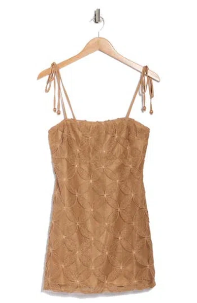 Beivy Floral Open Stitch A-line Minidress In Brown