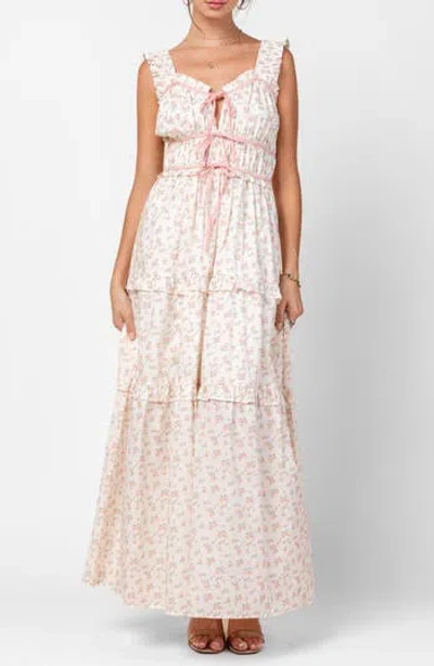 Beivy Floral Ruffle Maxi Dress In White