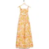 Beivy Floral Tiered Linen Blend Maxi Dress