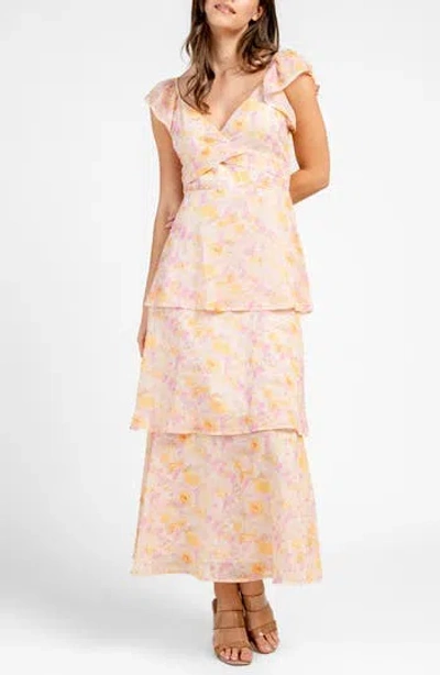 Beivy Floral Tiered Maxi Dress In Pink
