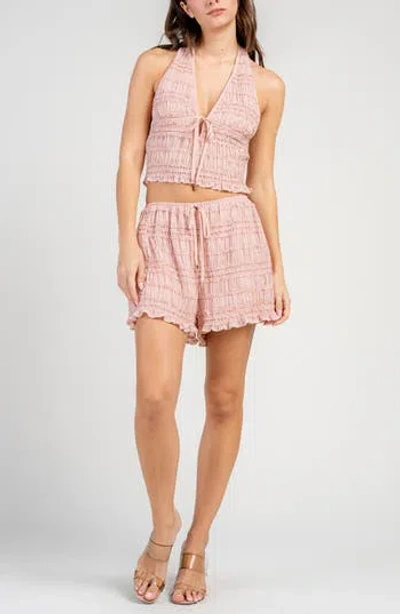 Beivy Gauze Halter Neck Crop Tank & Shorts Set In Multi