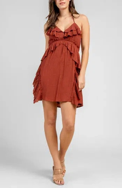 Beivy Gauze Short Dress In Brown
