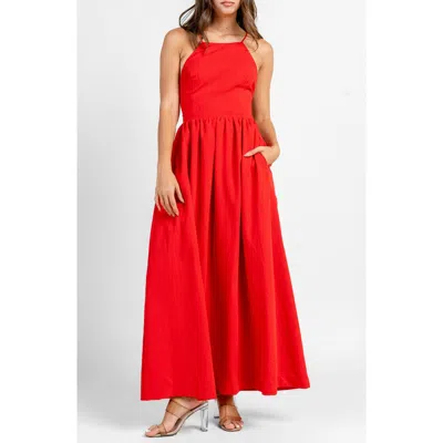 Beivy High Neck Maxi Dress In Red