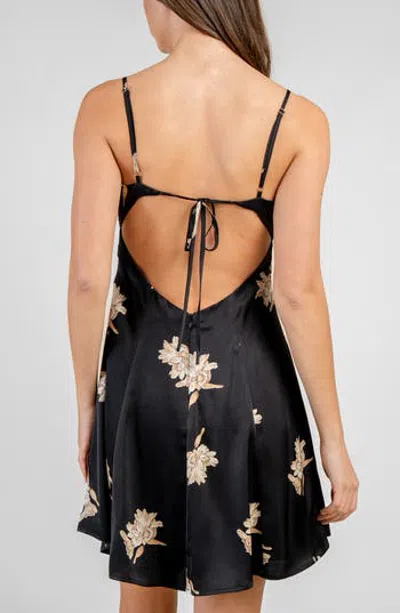 Beivy Lace Bodice Swing Minidress In Black