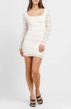 Beivy Lace Long Sleeve Minidress In White