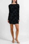 Beivy Long Sleeve Low Back Minidress In Black