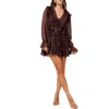 Beivy Long Sleeve Ruffle Front Minidress In Brown