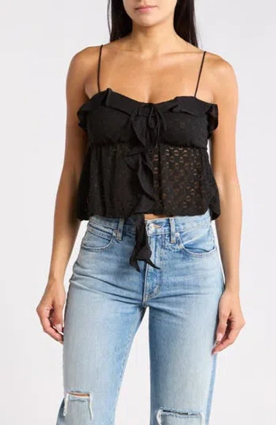 Beivy Mixed Media Babydoll Top In Black