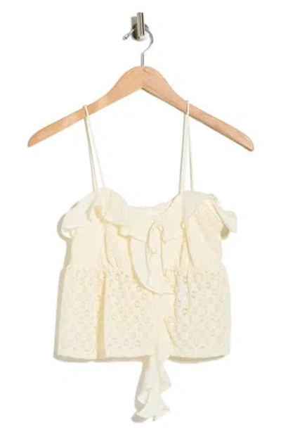 Beivy Mixed Media Babydoll Top In Neutral