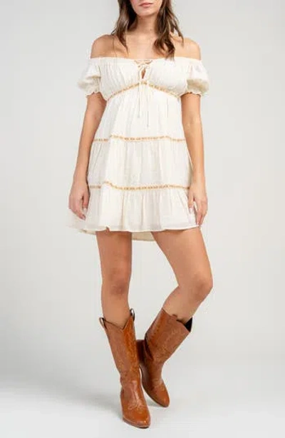 Beivy Off The Shoulder Babydoll Dress In White