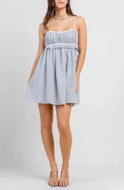 Beivy Plaid Eyelet Minidress In Blue