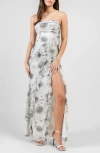 Beivy Rhinestone Ruffle Strapless Gown