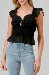 Beivy Ruffle Cap Sleeve Smocked Crop Top