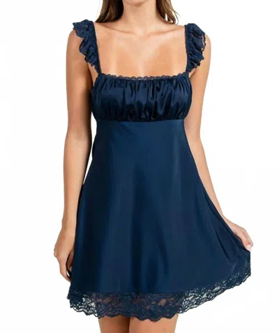 Beivy Short Dress With Lace Trims In Midnight In Blue