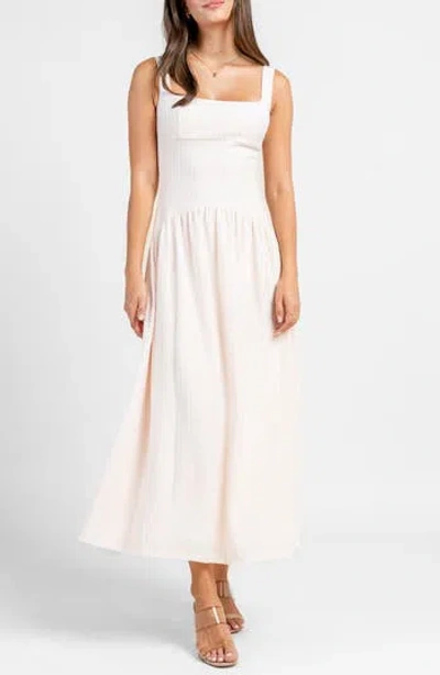 Beivy Square Neck Drop Waist Knit Maxi Dress In Pink