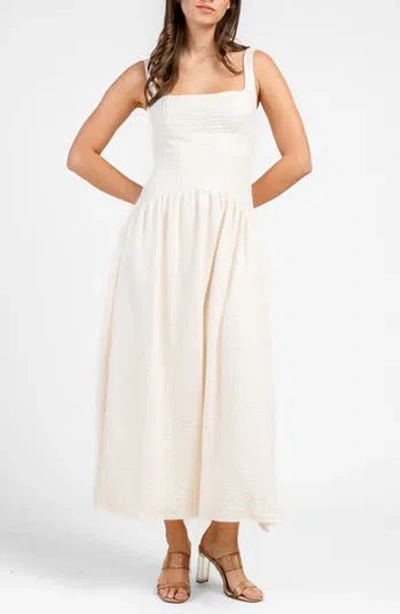 Beivy Square Neck Drop Waist Knit Maxi Dress In White