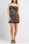 Beivy Strapless Tie Back Lace Minidress