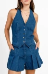 Beivy Stretch Denim Romper In Blue