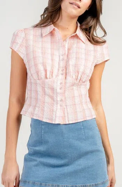 Beivy Textured Cotton Button-up Shirt In Pink