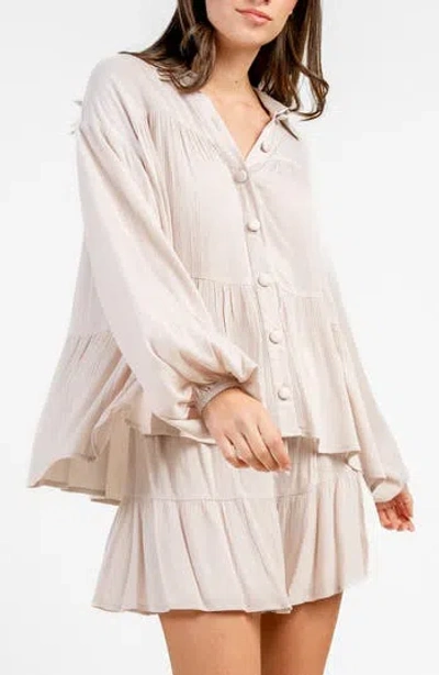 Beivy Tiered Button-up Shirt In Brown