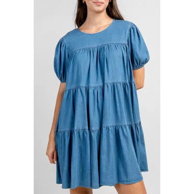 Beivy Tiered Chambray Dress In Blue