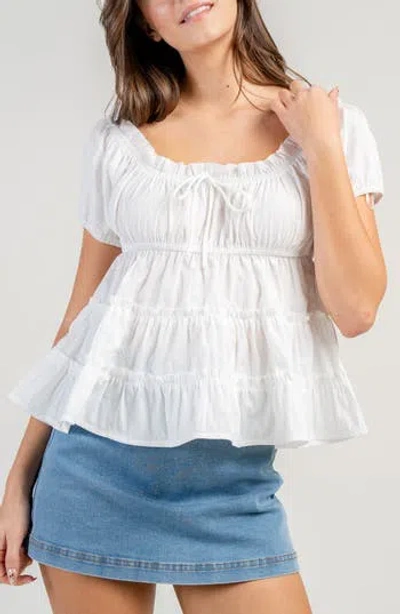 Beivy Tiered Poplin Babydoll Top In White