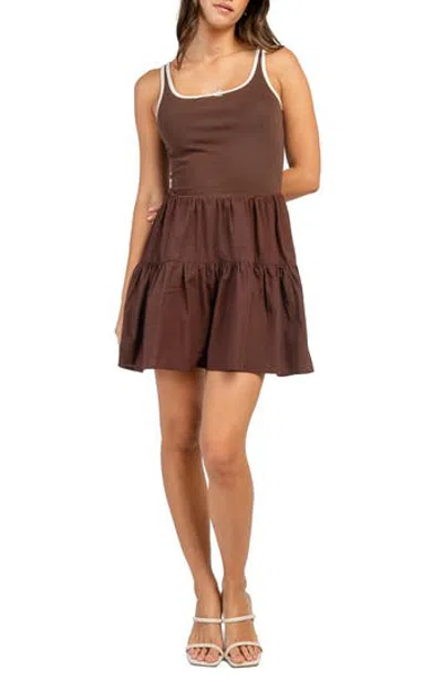 Beivy Tiered Tank Minidress In Dark Brown