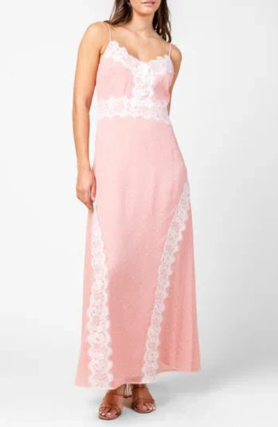 Beivy V-neck Chiffon Maxi Dress In Pink