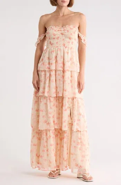 Beivy Yoryu Chiffon Printed Long Dress In Multi
