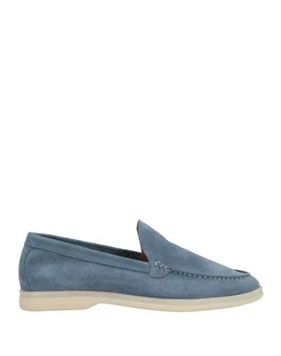 Bekk Man Loafers Slate Blue Size 7 Leather In Blue