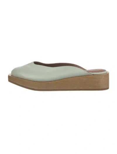 Pre-owned Beklina Leather Mules In Green
