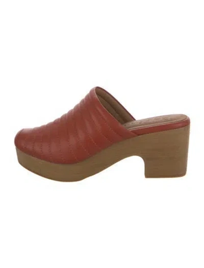 Pre-owned Beklina Leather Mules In Orange