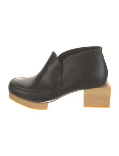 Pre-owned Beklina Leather Rain Boots In Black