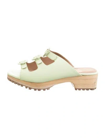 Pre-owned Beklina Patent Leather Slides In Green