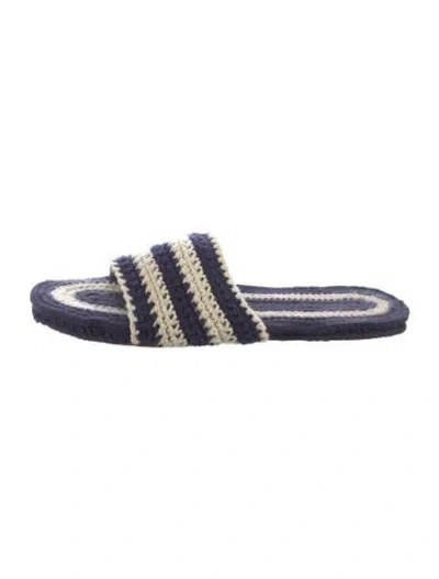 Pre-owned Beklina Striped Slides In Blue