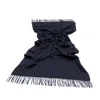 Bel Cashmere Women's Blue Cashmere Stole With Fringes Navy In Blue