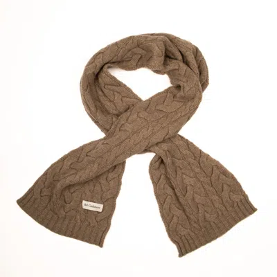 Bel Cashmere Women's Brown Cashmere Cable Scarf Organic