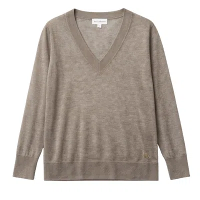 Bel Cashmere Women's Brown Vera Ultra Fine Cashmere Sweater Beige