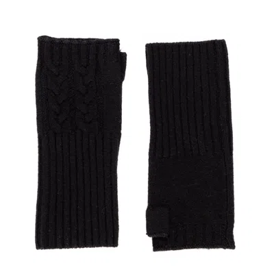 Bel Cashmere Women's Cable Mittens Black