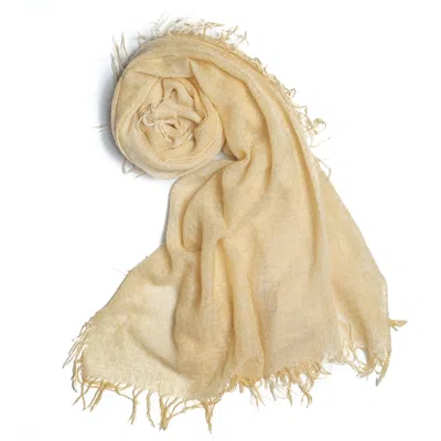 Bel Cashmere Women's Cashmere Foulard With Fringes Dusty Yellow